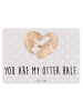 Mr. & Mrs. Panda Blechschild Otter Herz mit Spruch in Grau Pastell