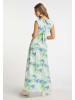 IZIA Damen Maxikleid Mit Allover-Print in Blau Grün