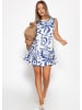 SASSYCLASSY Ärmelloses Kleid mit Print in Blau