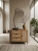 KADIMA DESIGN Kommode 80x82x36 cm Flurkommode Eiche-Dekor & Rattan, Sideboard mit