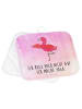 Mr. & Mrs. Panda Topflappen Flamingo Yoga mit Spruch in Aquarell Pink