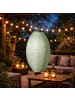 MARELIDA LED Solar Lampion oval mit Blumenmuster H: 38cm in salbeigrün