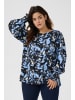 KAFFE curve Langarm-Bluse KClurana Regular fit in Black/Blue Graphic Strokes