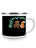 Mr. & Mrs. Panda Camping Emaille Tasse Polterabend Spaß mit Spruch in Schwarz