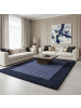 KADIMA DESIGN Teppich Hochflor Shaggy Waschbar Bordüre RHEIN Strapazierfähig in Marineblau