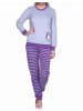 NORMANN Frottee Pyjama langarm Bündchen und Pinguin Stickerei - 71476 in lila