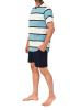 NORMANN Kurzarm Schlafanzug Pyjama Shorty Streifen in türkis