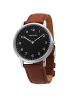 COFI 1453 Herren Armbanduhr, schwarzes Zifferblatt, braunes Schnalle, Armband in Braun