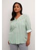 KAFFE curve Langarm-Bluse KCsida Regular fit in Grey / Granite Green Stripe