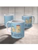 Mr. & Mrs. Panda Kindertasse Bären mit Blumenkranz mit Spruch in Blau Pastell
