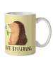 Mr. & Mrs. Panda Kindertasse Igel Blumen mit Spruch in Gelb Pastell
