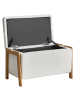 Beliani Bettbank EDLAND in Weiß/Braun - (W) 75 x (H) 44 x (L) 43 cm