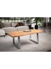 KADIMA DESIGN Couchtisch 120x60x46 Akazie Massivholz/Metall Baumkante, Design in Akazie-Silber