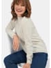 GOLDNER Strickpullover Stehkragenpullover im Zopfstrick in cremeweiß