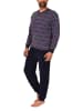 NORMANN Frottee Schlafanzug Pyjama Bündchen Streifen - 49668 in marine