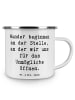 Mr. & Mrs. Panda Blechtasse Spruch Wunder beginnen mit Spruch in Weiß
