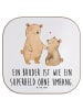 Mr. & Mrs. Panda Glas-Untersetzer Bruder Superheld mit Spruch in Weiß