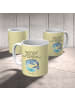 Mr. & Mrs. Panda Plastikbecher Walfisch Thunfisch mit Spruch in Gelb Pastell