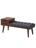 home24 home24 Garderobenbank aus Holzwerkstoff in Walnuss / Grau - 40 x 116 x 50 cm in Braun