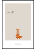 Juniqe Poster in Kunststoffrahmen "Bird And Fox" in Braun & Orange