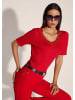 MADELEINE Kurzarm Leinen-Shirt mit Spitzenbesatz in rot