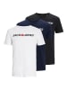 Jack & Jones Kurzarmshirts 3er Pack in black-multi-Black-White-Navy