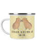 Mr. & Mrs. Panda Emaille Tasse Capybara Liebe mit Spruch in Gelb Pastell