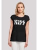 F4NT4STIC Extended Shoulder T-Shirt Kiss Rock Band Vintage Logo in schwarz