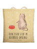 Mr. & Mrs. Panda Shopper Katze Fressen mit Spruch in Gelb Pastell