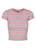 Urban Classics Urban Classics Damen Ladies Stripe Cropped Tee in girlypink/oceanblue