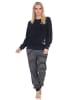 NORMANN Frottee Schlafanzug langarm Bündchen Maritime Optik - 87226 in navy