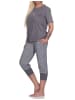 NORMANN Capri Schlafanzug kurzarm Hose PepitaLook - 78712 in grau