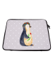 Mr. & Mrs. Panda Laptop Sleeve Pinguin Blumen ohne Spruch in Grau Pastell