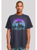 F4NT4STIC Oversize T-Shirt I BELIEVE UFO Alien Raumschiff Retro in marineblau