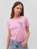 Mavi Jeans Design T-Shirt mit Print-Motiv, Rundhals, Kurzarm in Rosa