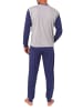 NORMANN Schlafanzug langarm mit Bündchen Frontprint in grau