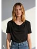 More & More feminines Shirt mit Wasserfall-Ausschnitt in black