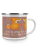 Mr. & Mrs. Panda Camping Emaille Tasse Hochzeit Liebe mit Spruch in Braun Pastell