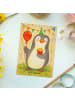 Mr. & Mrs. Panda Grußkarte Pinguin Geburtstag Design ohne Spruch in Weiß