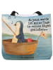 Mr. & Mrs. Panda Tote Bag Pinguin Angelboot Design mit Spruch in Weiß