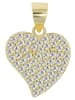 Adeliás Damen Anhänger – Herzanhänger aus 925 Silber mit Zirkonia in gold