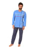 NORMANN Schlafanzug langarm Frontprint - 88807 in hellblau