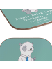 Mr. & Mrs. Panda Glas-Untersetzer Beamter ohne Probleme mit Spruch in Meeresbrise