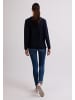 CASH-MERE.CH Rundhals Pullover mit Seitenschlitzen in Marine Blau