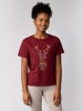 wat? Apparel T-Shirt Floral Deer in Weinrot