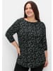 sheego 3/4-Arm-Shirt in schwarz-gemustert