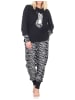 NORMANN Pyjama Schlafanzug Bündchen und Hose Animalprint - 84617 in schwarz