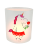 Mr. & Mrs. Panda Windlicht Glas Einhorn Dame ohne Spruch in Transparent
