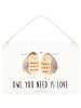 Mr. & Mrs. Panda Deko Schild Eulen Liebe mit Spruch in Transparent