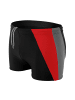 Aquarti Herren Badehose Kurz mit Seitlichem Streifen in schwarz/rot